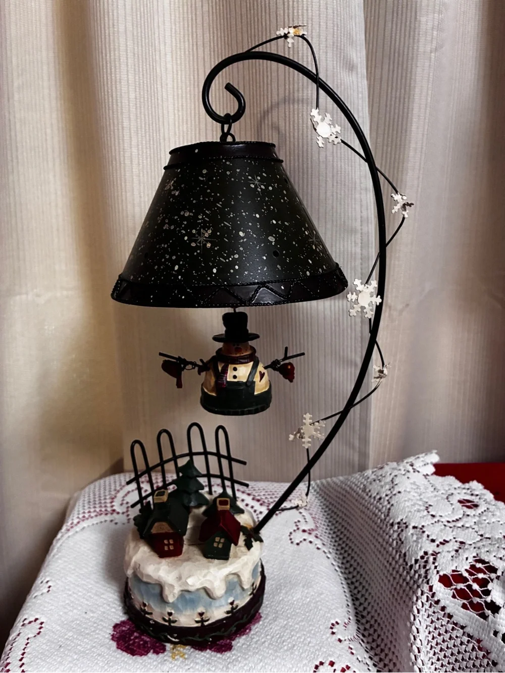 Forest Friends Green Snowman Table Tea light Lamp Holiday Decoration